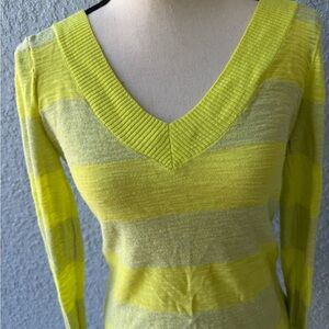 Express Yellow and Gray Striped Sweater